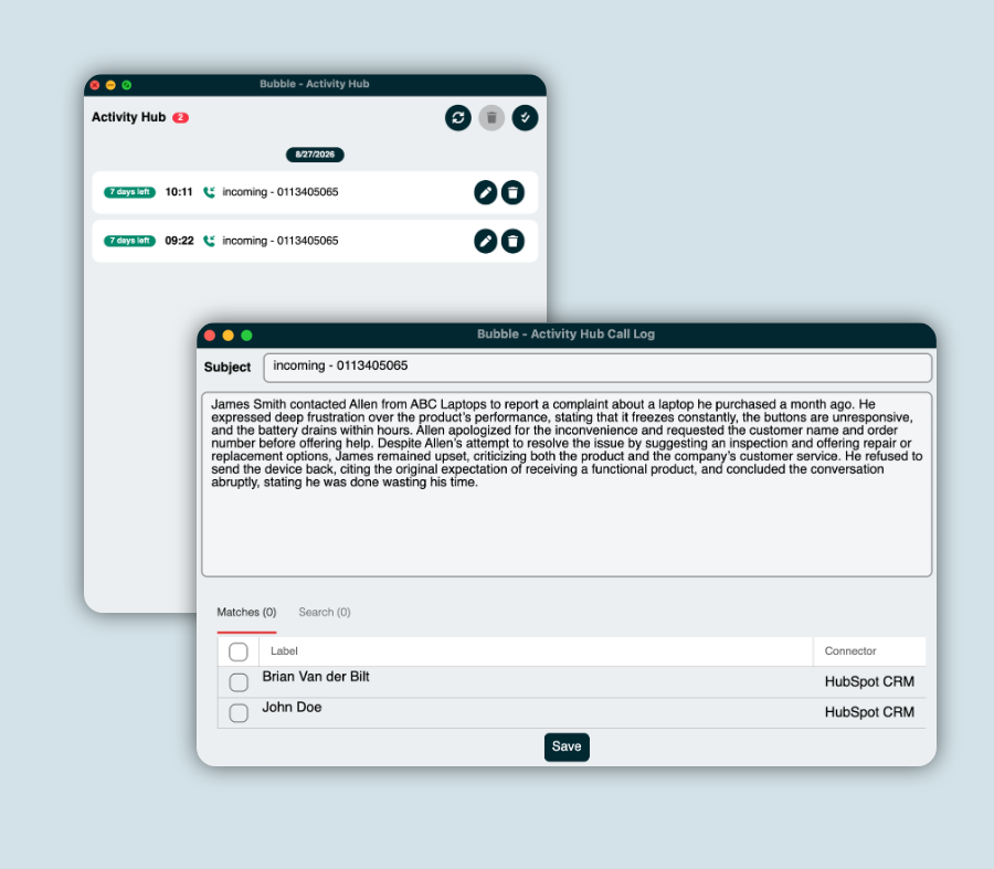 Activity Hub Bubble Desktop