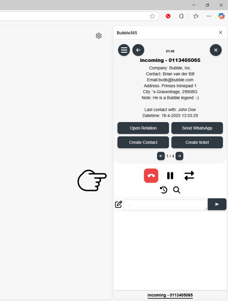 Bubble crop call control