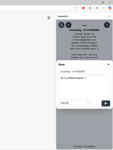 Bubble crop call logging