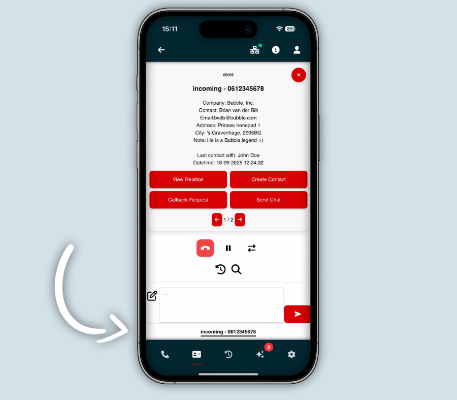 Bubble365 Mobile Switch call
