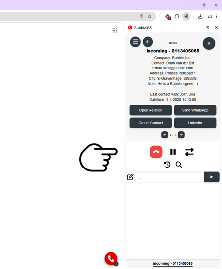 Google Chrome plugin call control