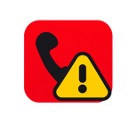 Rood telefoonpictogram met waarschuwing