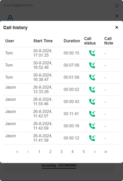 SAP Call History round during call