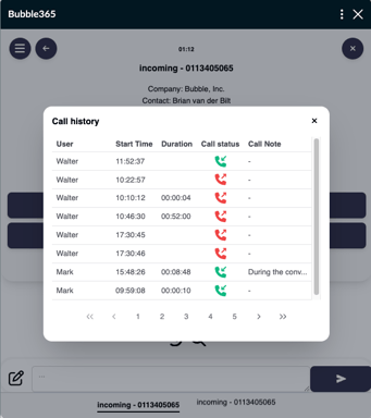 general call history servicenow