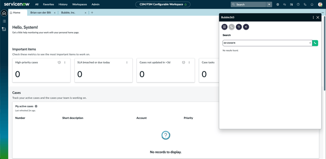 phonenumber searchbar servicenow